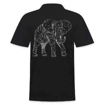 Retro Elefant Spirituelles Tier Design - Männer Poloshirt - Schwarz - Hinten - Kai (181cm)