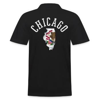 Chicago USA Flagge Patriotisches Design - Männer Poloshirt - Schwarz - Hinten - Kai (181cm)