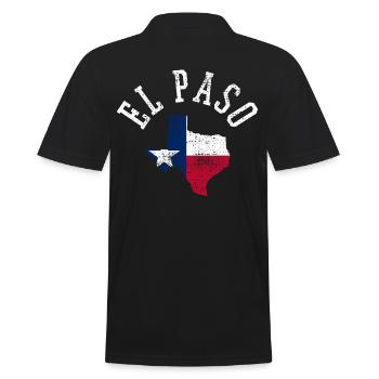 El Paso USA Flag Patriotic Design - Men's Polo Shirt - black - Back - Kai (181cm)