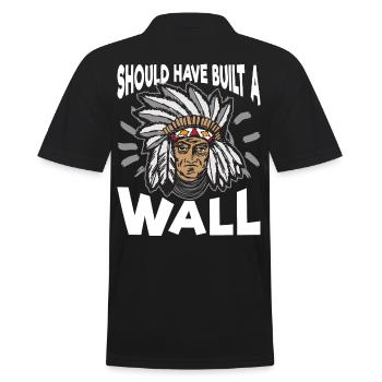 Unique Indianer Schoud Have Build A Wall Artwork - Men's Polo Shirt - black - Back - Kai (181cm)