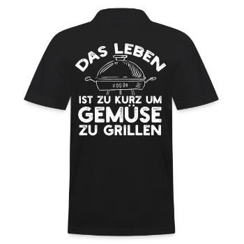 Expand your barbecue game with exclusive design - Men's Polo Shirt - black - Back - Kai (181cm)