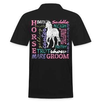 Galop dans le style Conception de grange à tête de cheval - Polo Homme - noir - Dos - Kai (181cm)