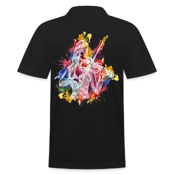 Watercolor Violin Quote Design for - Men's Polo Shirt - black - Back - Kai (181cm)
