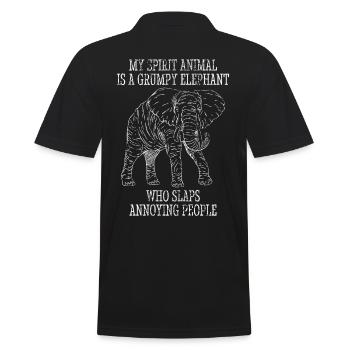 Elephant Spirit Animal Retro Design Vintage Feeling - Men's Polo Shirt - black - Back - Kai (181cm)
