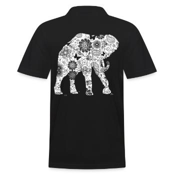 Spirit Animal Elephant Love and Retro Feeling - Men's Polo Shirt - black - Back - Kai (181cm)