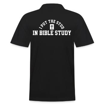 Team Jesus Bible Vers Inspired Design - Männer Poloshirt - Schwarz - Hinten - Kai (181cm)