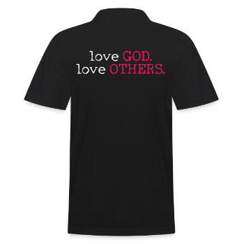 Love God, love others, - Men's Polo Shirt - black - Back - Kai (181cm)