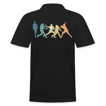 Vintage Baseball Evolution Design Coole - Männer Poloshirt - Schwarz - Hinten - Kai (181cm)