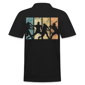 Baseball Retro Evolution Cool Baseball Funny - Männer Poloshirt - Schwarz - Hinten - Kai (181cm)