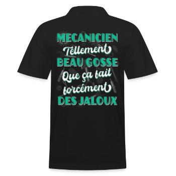 Mécanicien humour citation mécano garagiste auto - Polo Homme - noir - Dos - Kai (181cm)