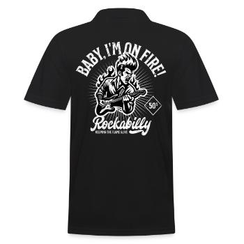 Rockabilly - On Fire - Musik Retro Vintage - Männer Poloshirt - Schwarz - Hinten - Kai (181cm)