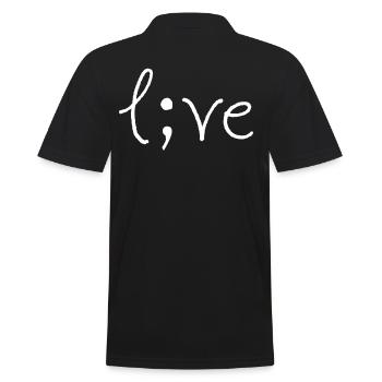 Project Semicolon Live Depression Suicide Gift - Men's Polo Shirt - black - Back - Kai (181cm)