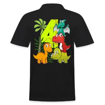 Garçon d'anniversaire de 4 ans quatre 4. Dino T-Rex - Polo Homme - noir - Dos - Kai (181cm)
