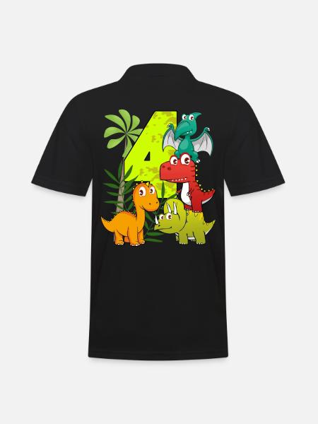 4-jarige jarige vier 4. Dino T-Rex - Mannen poloshirt - zwart