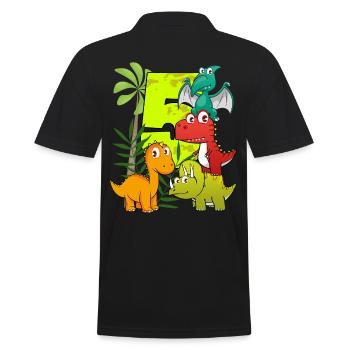 Garçon anniversaire 5 ans cinq 5e Dino T-Rex - Polo Homme - noir - Dos - Kai (181cm)