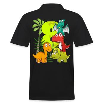 Garçon d'anniversaire de 8 ans huit 8. Dino T-Rex - Polo Homme - noir - Dos - Kai (181cm)