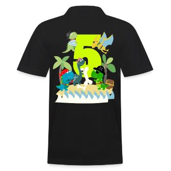 5 ans pirate anniversaire garçon cinq 5ème dinosaures T-Rex - Polo Homme - noir - Dos - Kai (181cm)