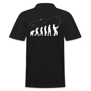 Evolution Fliegenfischen Angler angeln Geschenke - Männer Poloshirt - Schwarz - Hinten - Kai (181cm)