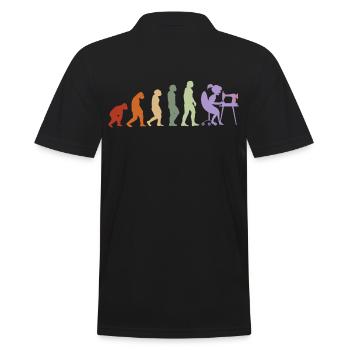 Evolution sewing seamstress handmade knitting retro - Men's Polo Shirt - black - Back - Kai (181cm)