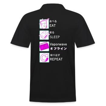 Vaporwave EAT SLEEP Vaporwave REPEAT - Men's Polo Shirt - black - Back - Kai (181cm)