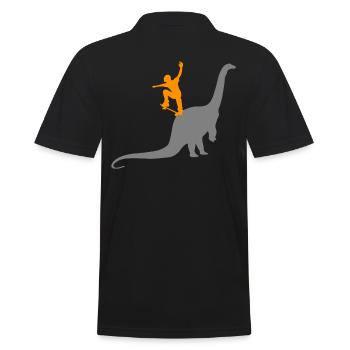 Skater Skateboard Skate skaten Dino Dinosaurier - Männer Poloshirt - Schwarz - Hinten - Kai (181cm)
