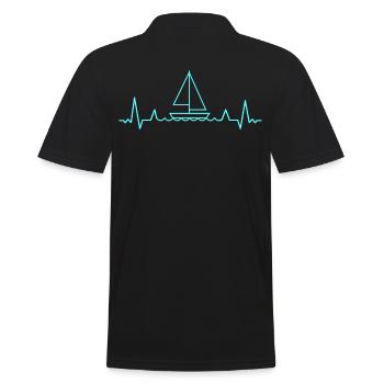 HEARTBEAT sailing sail sailor ship yacht boat - Men's Polo Shirt - black - Back - Kai (181cm)