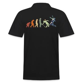 EVOLUTION Badminton Federball Spieler Vintage - Männer Poloshirt - Schwarz - Hinten - Kai (181cm)