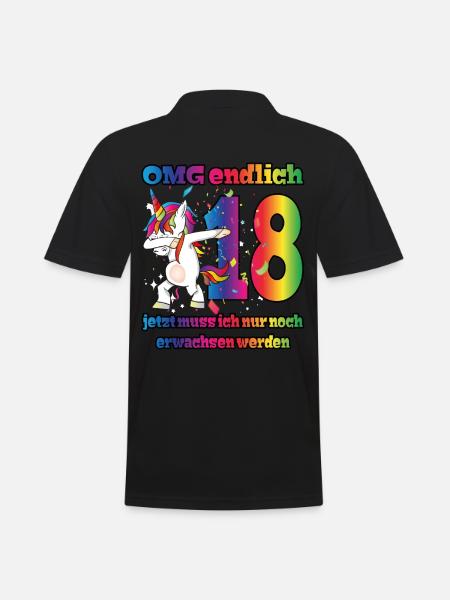 OMG endlich 18! Dabbing Einhorn 18. Geburtstag - Männer Poloshirt - Schwarz
