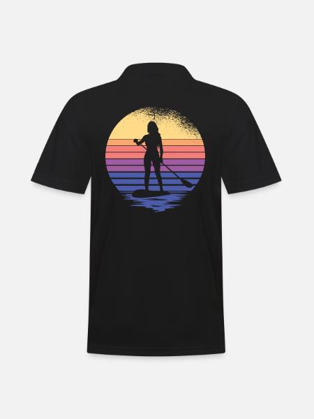 SUP Damen Paddelsurfer Stand Up Paddle supboard - Männer Poloshirt - Schwarz