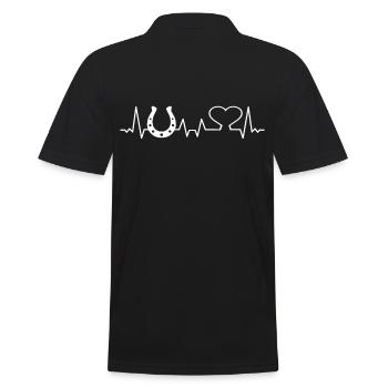 Pferde-Hufeisen Reitsport Reiter Herzschlag Pferde - Männer Poloshirt - Schwarz - Hinten - Kai (181cm)