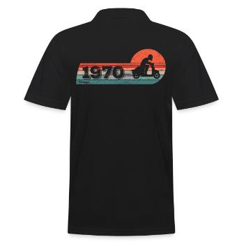 Motorroller Moped Jahrgang 1970 Geburtstag - Männer Poloshirt - Schwarz - Hinten - Kai (181cm)