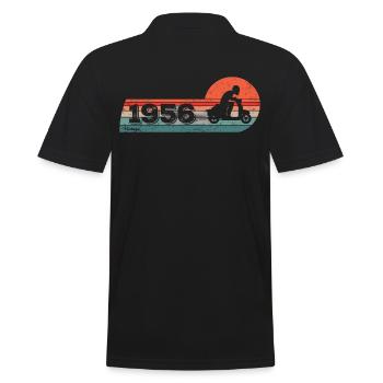 Motorroller Moped Jahrgang 1956 Geburtstag - Männer Poloshirt - Schwarz - Hinten - Kai (181cm)