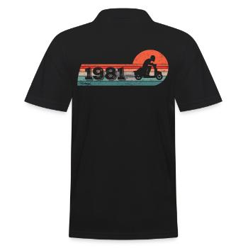 Motorroller Moped Jahrgang 1981 Geburtstag - Männer Poloshirt - Schwarz - Hinten - Kai (181cm)