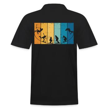 Tretroller Stuntscooter Skaterrampe Tretroller - Männer Poloshirt - Schwarz - Hinten - Kai (181cm)