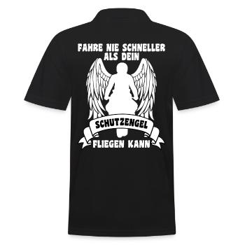 Motorrad fahre nie schneller als dein Schutzengel - Männer Poloshirt - Schwarz - Hinten - Kai (181cm)