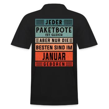 Paketfahrer Geburtstag Januar geboren Paketbote - Männer Poloshirt - Schwarz - Hinten - Kai (181cm)