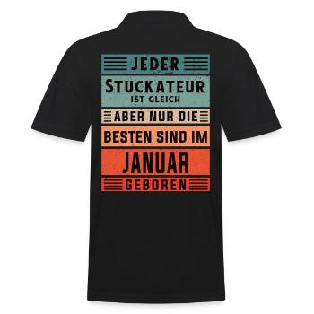 Trockenbauer Geburtstag Januar geboren Stuckateur - Männer Poloshirt - Schwarz - Hinten - Kai (181cm)