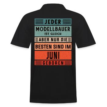 Technischer Geburtstag Juni geboren Modellbauer - Männer Poloshirt - Schwarz - Hinten - Kai (181cm)