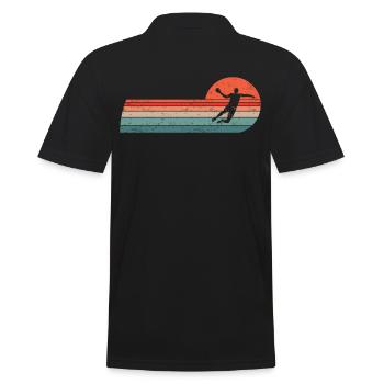 Handball game Handball player Vintage - Men's Polo Shirt - black - Back - Kai (181cm)