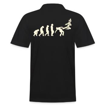 Schachspieler Schachspiel Schachbrett Evolution - Männer Poloshirt - Schwarz - Hinten - Kai (181cm)