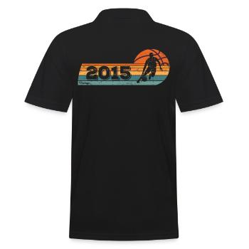 Basketballer Jahrgang 2015 geboren Geburtstags - Männer Poloshirt - Schwarz - Hinten - Kai (181cm)