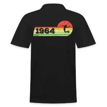 Federball Spieler Jahrgang 1964 Geburtstag game - Männer Poloshirt - Schwarz - Hinten - Kai (181cm)