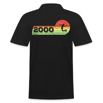 Federball Spieler Jahrgang 2000 Geburtstag game - Männer Poloshirt - Schwarz - Hinten - Kai (181cm)