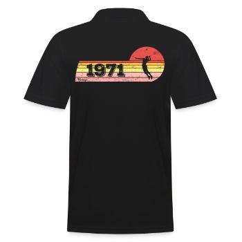 Federball Spieler Jahrgang 1971 Geburtstag Damen - Männer Poloshirt - Schwarz - Hinten - Kai (181cm)