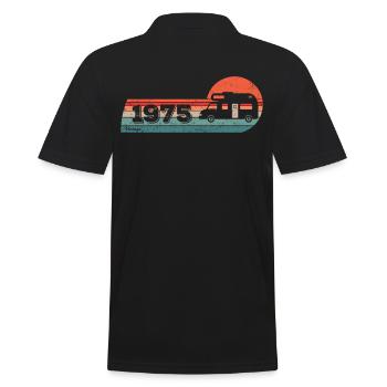 Motorhome Driver Camping born in 1975 Birthday - Men's Polo Shirt - black - Back - Kai (181cm)