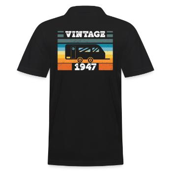 Campingwagen Camping Jahrgang 1947 Geburtstags - Männer Poloshirt - Schwarz - Hinten - Kai (181cm)