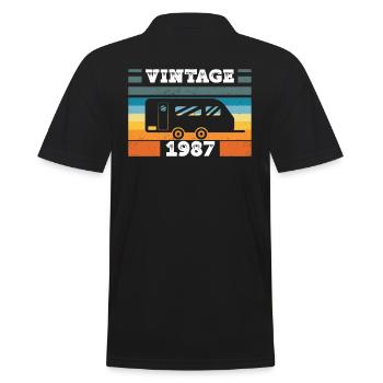 Campingwagen Camping Jahrgang 1987 Geburtstags - Männer Poloshirt - Schwarz - Hinten - Kai (181cm)