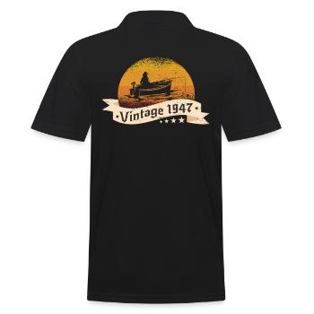 Pêcheur né en 1947 anniversaire bateau de pêche - Polo Homme - noir - Dos - Kai (181cm)