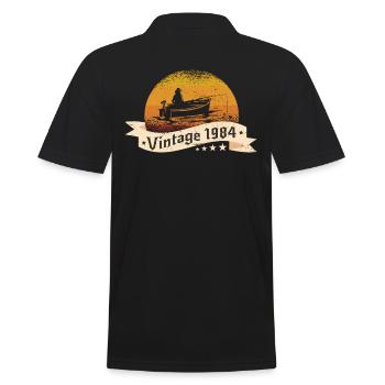 Pêcheur né en 1984 anniversaire bateau de pêche - Polo Homme - noir - Dos - Kai (181cm)