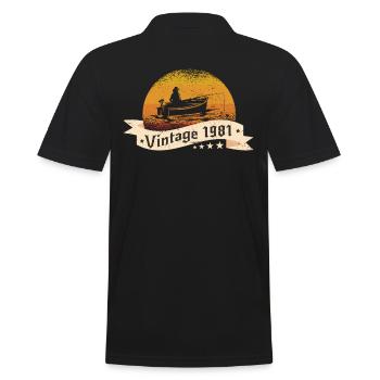 Angler Jahrgang 1981 Geburtstag Angelboot - Männer Poloshirt - Schwarz - Hinten - Kai (181cm)